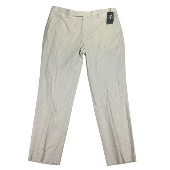 Ted Baker Mens Frankt Tailored Slim Fit Pinstripe Linen Blend Pants Natural 38R - Picture 1 of 4